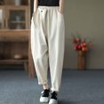 thumbnail image 2 of REORIAFEE Womens Harem Pants Button Front Palazzo Pants with Pockets High Waisted Casual Pants Lightweight Baggy Stretchy Slacks 2024 Trending Fashion Clothing, 2 of 5