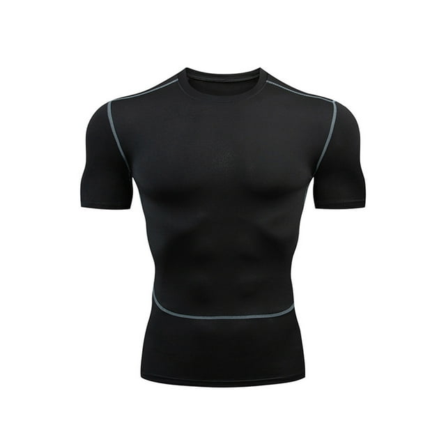 Innerwin Sport T Shirt Short Sleeve Mens Summer Tops Gym Plain Breathable Compression Shirts New 3XL