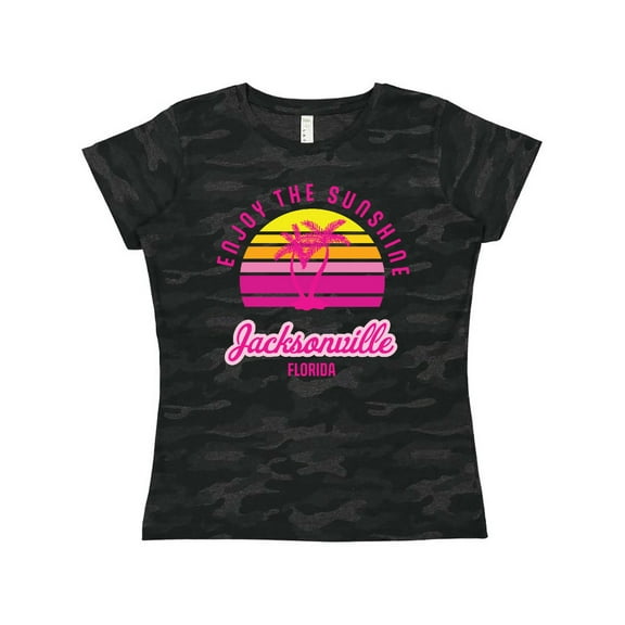 Inktastic Summer Enjoy the Sunshine Jacksonville Florida in Pink Women's T-Shirt