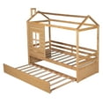 thumbnail image 6 of Twin Size House Bed Wood Bed with Twin Size Trundle ( Natural ), 6 of 9