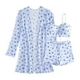 thumbnail image 6 of WREESH Womens 3 Piece Swimsuits Board Shorts Bikini Set with Kimono Beach Cover Ups Printed Bikini Straps Bikini Deep V Split Swimsuit Set Swimsuit Set Bathing Suit Blue, 6 of 8