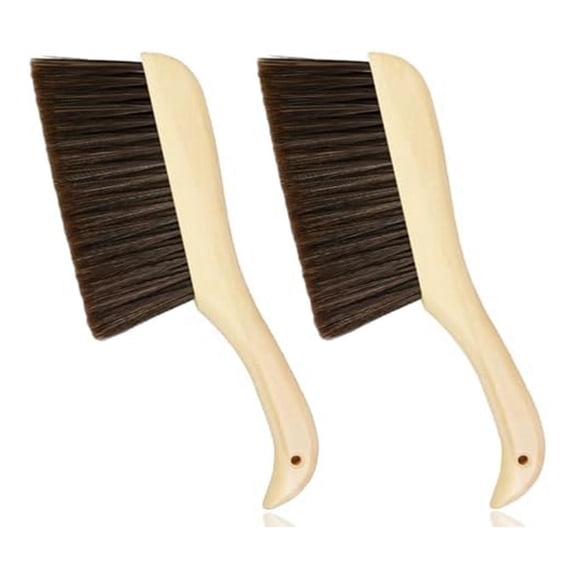 Hand Broom Dust Brush with Wooden Handle Suitable for Counter Bed Sofa Car Fireplace Clothes Household Cleaning