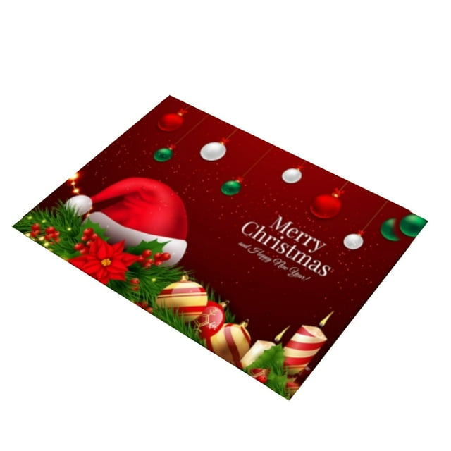 Tapis pour Chambre Tapis de Cuisine de Noël Joyeux Noël Tapis de Porte Non de Noël Doux Rectangulaire Lavable en Machine Tapis de Noël Décorations de Noël Tapis de Cuisine de Noël