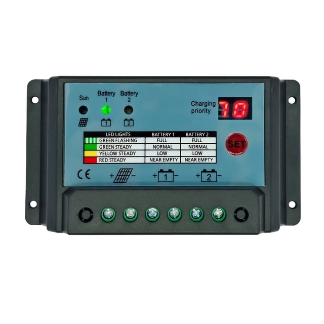 12V 24V Dual Battery Solar Charge Controller 10A 20A 30A System Batteries Power Panel Regulator Charger ,Widely Used