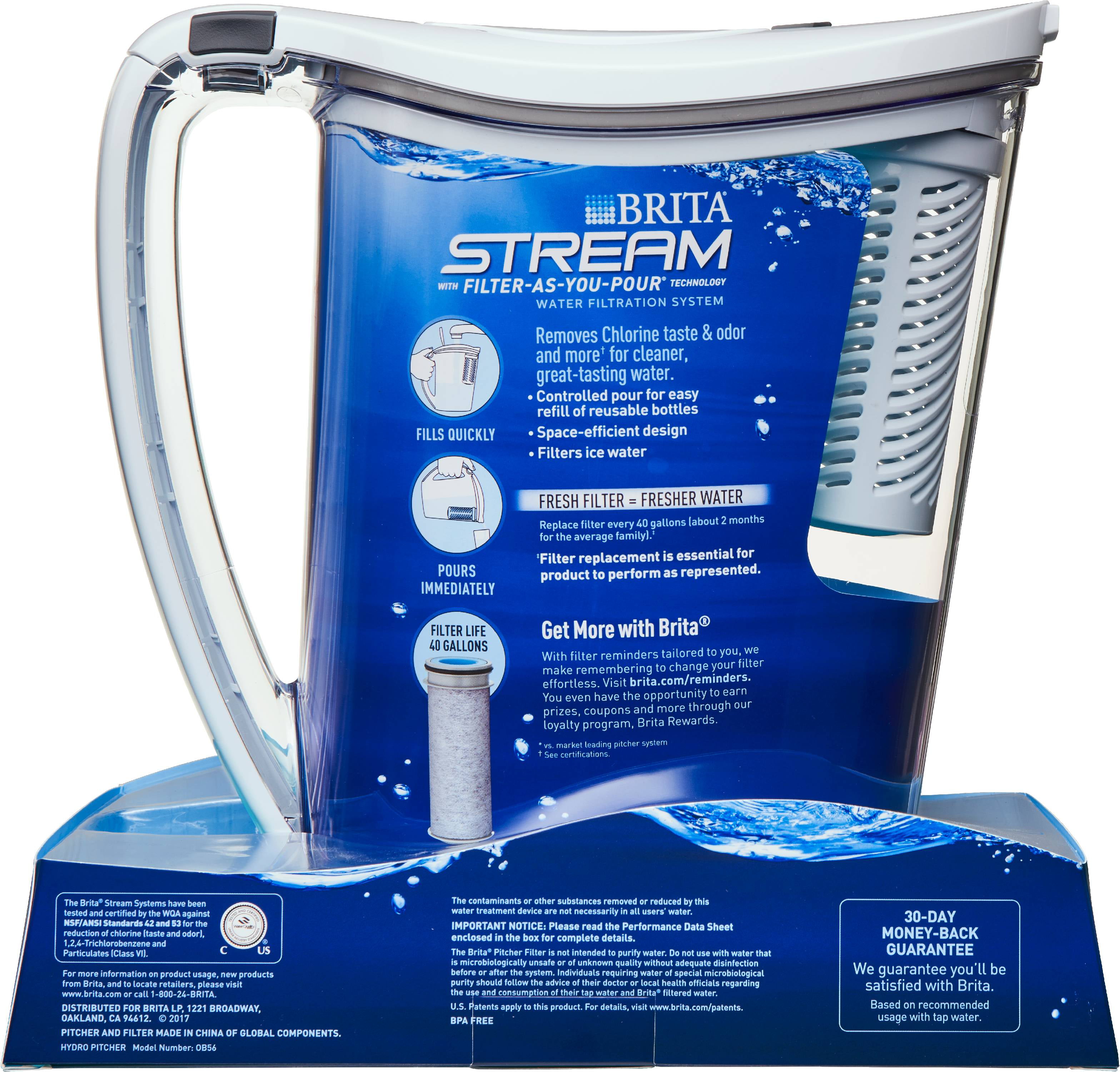 GREY BRITA Stream Filter-As-You-Pour Water Pitcher with 1 Filter 10 Cup