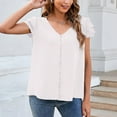 thumbnail image 4 of Cathalem Womens Tops 2024 Tendance Col Rond Rayé T-shirts Blouses d'Été Décontractées, Blanc XL, 4 of 5