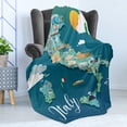 thumbnail image 4 of Italy Soft Flannel Fleece Throw Blanket, Map with Touristic Attractions and Cursive Calligraphy, Cozy Plush for Indoor and Outdoor Use, 50" x 70", Multicolor, by Ambesonne, 4 of 5