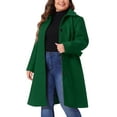 thumbnail image 5 of GRACE & GRANDEUR Women's Plus Size Winter Coats Single Breasted Jackets Long Trench Coats 1X Dark Green, 5 of 7
