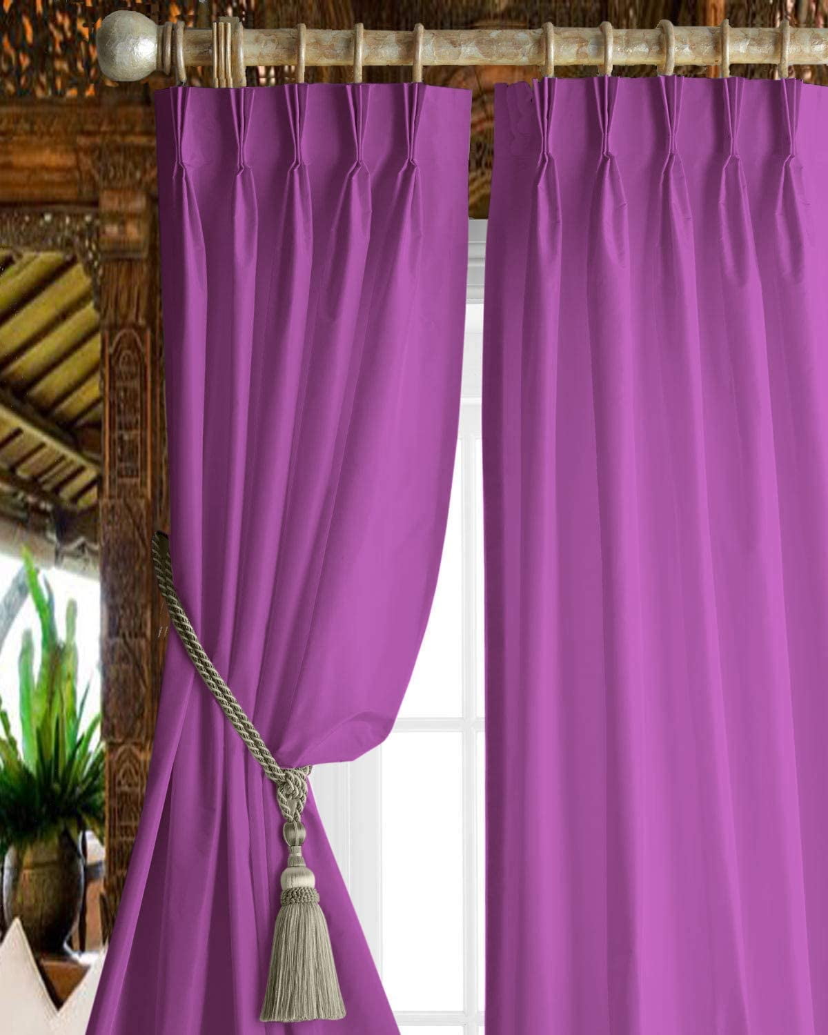Triple Pinch Pleated Drapes Curtains Blackout for Doors & Windows with