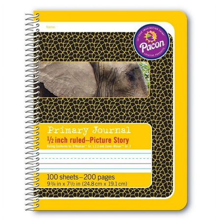 Primary Composition Book, Spiral Bound, D'Nealian/Zaner-Bloser, 1/2" x 1/4" x 1/4" Picture Story Ruled, 9-3/4" x 7-1/2", 100 Sheets | Bundle of 10 Each