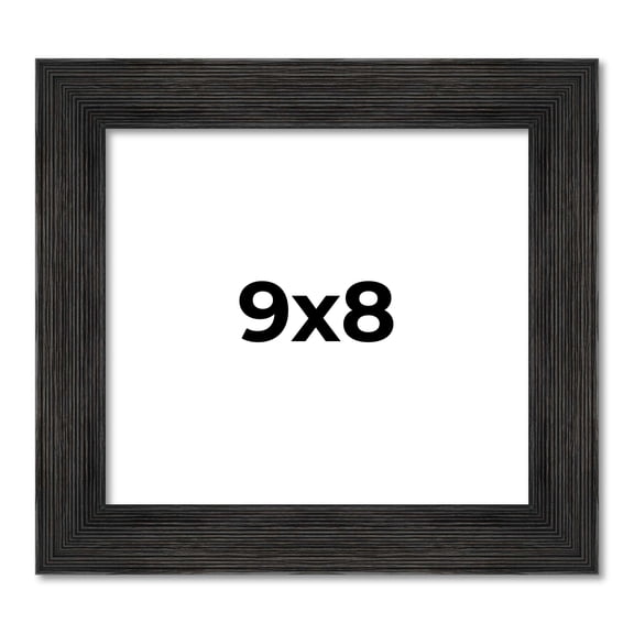 9x8 Frame Black Rustic Barnwood Solid Wood Picture Frame | 1.5 Inch Moulding Width | Includes UV