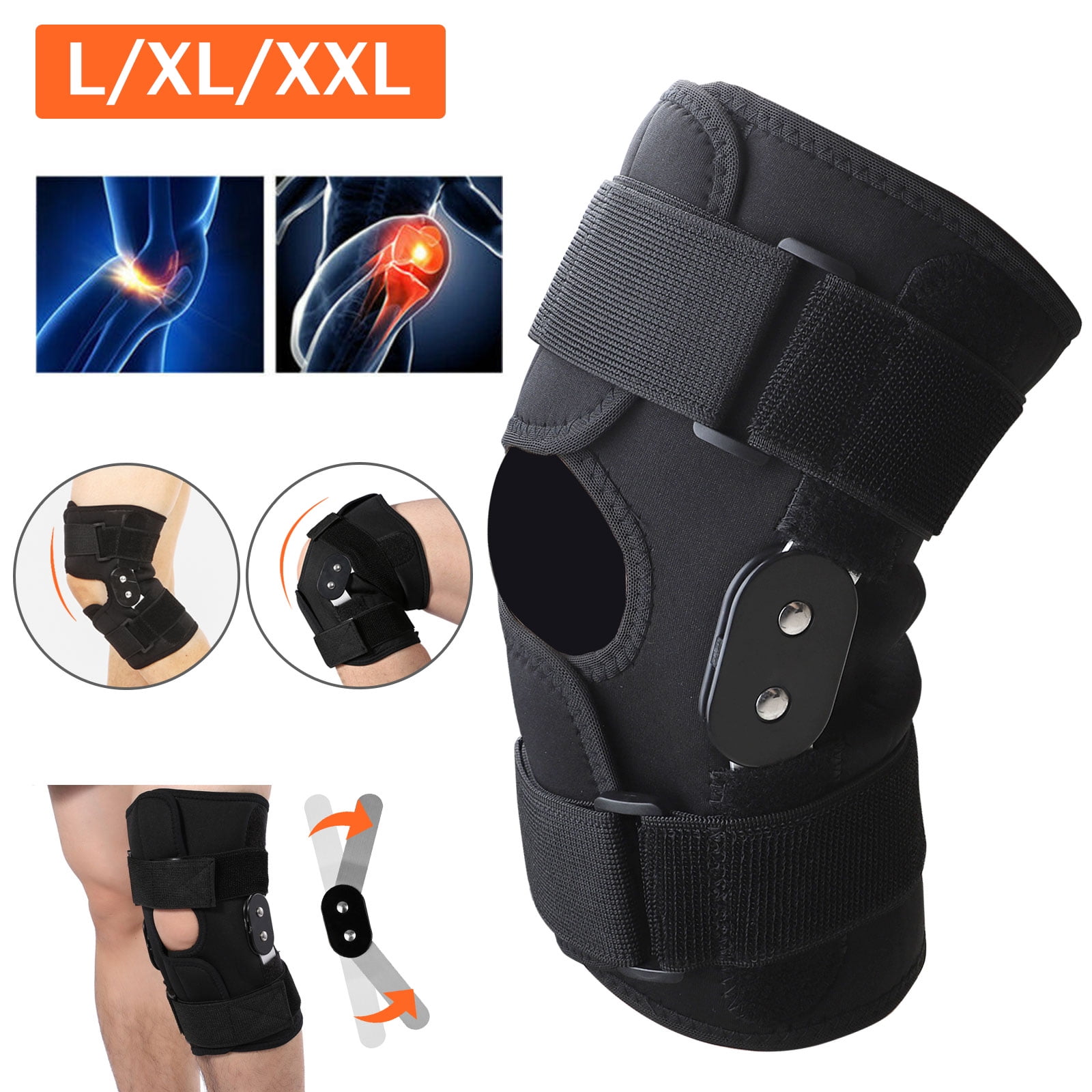 EEEKit Knee Brace, Stabilized Open Patella Aluminum Hinged Lateral