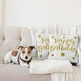 thumbnail image 4 of Ambesonne Birthday Throw Pillow Cover 2 Pack, Hand Writing Greeting, 20", Yellow White, 4 of 5