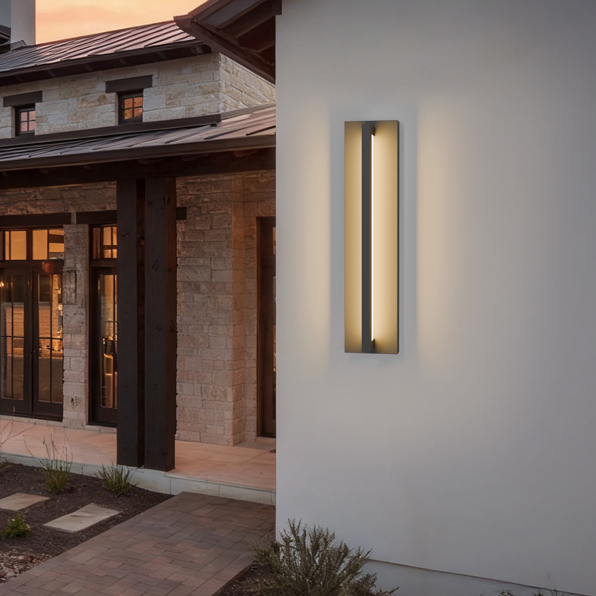 ANMINY 21" Modern LED Outdoor Wall Lights Black Aluminum Exterior Lighting Fixtures Wall Mount IP65 Waterproof Outside Sconce Light for House Garage Porch Patio
