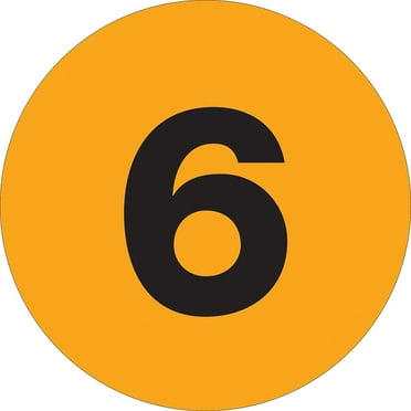 Tape Logic Number Labels "6" 1" Circle Fluorescent Orange 500/Roll DL6756