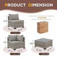 thumbnail image 6 of Omniberg 7 Pieces Outdoor Patio Furniture Sets, All Weather Outdoor Sectional Sofa PE Rattan Wicker Patio Conversation Set with Washable Cushions and Glass Coffee Table, Gray/Gray, 6 of 8