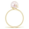 thumbnail image 2 of ANGARA Japanese Akoya Cultured Pearl Ring with Spiral Metal Loop in 14K Yellow Gold for Women | June Birthstone, Birthday, Anniversary, Jewelry Gift for Women | Pearl Ring, 2 of 7