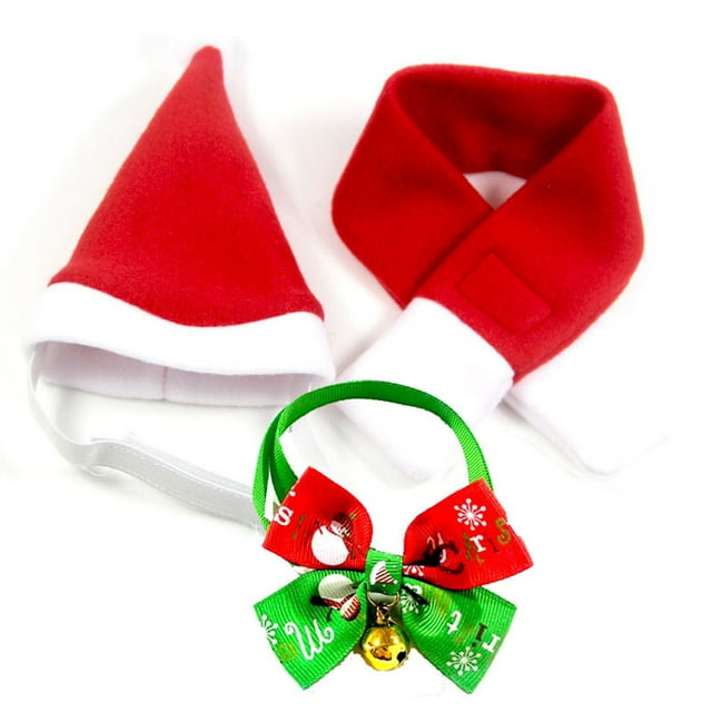 Greeniant Gorro de Papá Noel, campana, bufanda, conjunto, mascota, disfraz de Navidad, festivo, Adorable gatito, accesorio, estilo de invierno, hogar, Type3 NO3 Greeniant PT003710-02