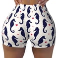 thumbnail image 2 of Haiem Seahorses and Hearts No Front Seam Biker Shorts for Women Yoga Workout Gym Bike Shorts with Tummy Control Moisture-Wicking-Small, 2 of 9