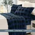 thumbnail image 3 of Elegant Comfort Plush Bed Sheet Set - Cozy Soft Velvet Flannel Fleece Deep Pocket King Buffalo Blue OEKO-TEX, 3 of 5