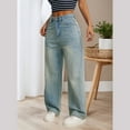 thumbnail image 5 of HongQid Womens Wide Leg Jeans Straight Leg Washed Denim Jeans Pants Boyfriend Jeans, 5 of 7