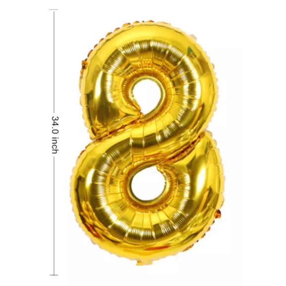 Gold Number "8" Aluminum Balloon