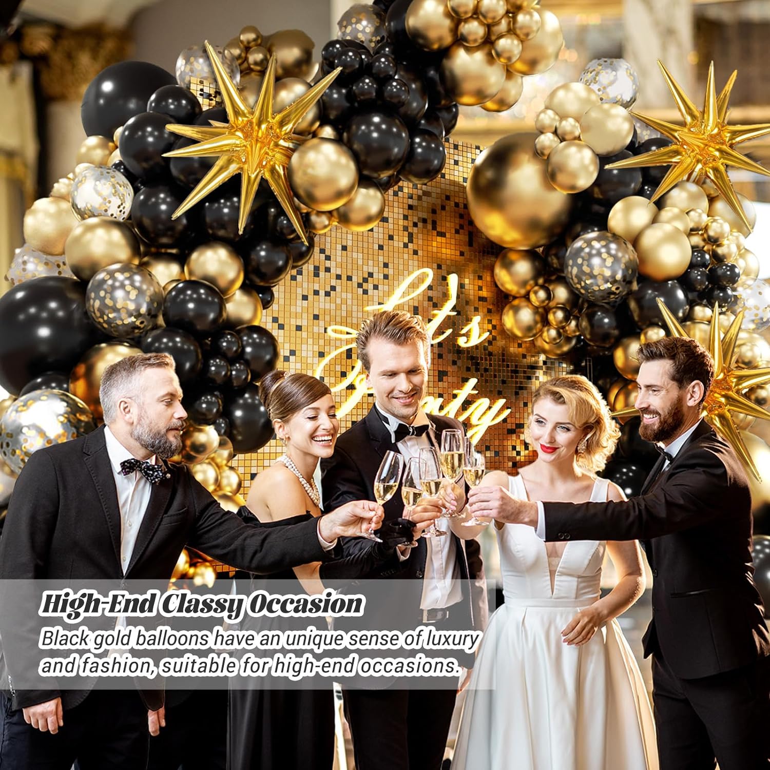 KiddiTouch Black and Gold Balloons Garland Kit, 132 Pieces photo 7