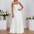 thumbnail image 2 of Maxi Dress for Party Women Spaghetti Strap Sleeveless Solid Color Bodycon Elegant Casual White XL, 2 of 5