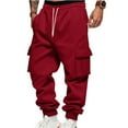 thumbnail image 2 of Men's Tapered Fleece Joggers Drawstring Waist with Pockets, Lightweight Sweatpants for Casual, Gym & Running​ Red 3XL, 2 of 6