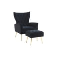 thumbnail image 7 of Accent Chair with Ottoman, Wingback Armchair with Gold Legs Modern Velvet Upholstered Single Sofa Chair Leisure Vanity Chair Reading Chair for Living Room, Bedroom, Lounge Room, Black, 7 of 7