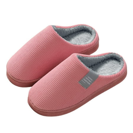 

Unisex Slippers for Women Men Home Winter Warm Cotton Slippers Couple Indoor Flat-Bottom Shoes Non-Slip Slippers Shoes(38-39+leather red)