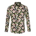 thumbnail image 1 of Camisas de vestir florales de los hombres Camisas con botones casuales de manga larga 100% algodón Verde negro S, 1 of 7