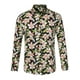thumbnail image 1 of Camisas de vestir florales de los hombres Camisas con botones casuales de manga larga 100% algodón Verde negro S, 1 of 7