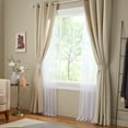thumbnail image 2 of TOWN & COUNTRY LUXE Oslo Double Layer Indoor Curtains, Room Darkening and Sheer, Grommet Top, Energy Efficient, 2-Pack Set, 52"x84", Beige, 2 of 12