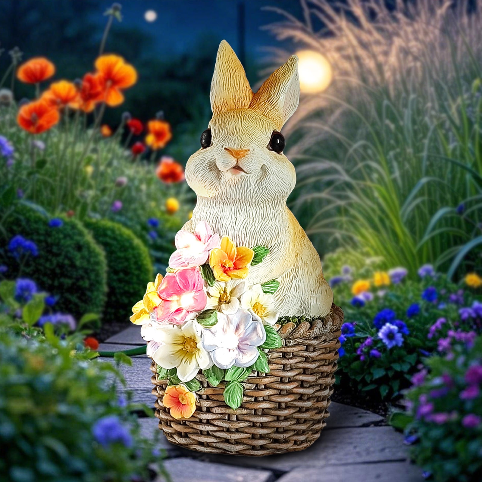 Tupukom Save on Garden Statues Rabbit with Solar Lights- Bunny Figurine Outdoor for Home Lawn,Balcony-Yard Art Garden&Patio Whimsical Decor,Unique Housewarming&Birthday Gifts for Women Mom