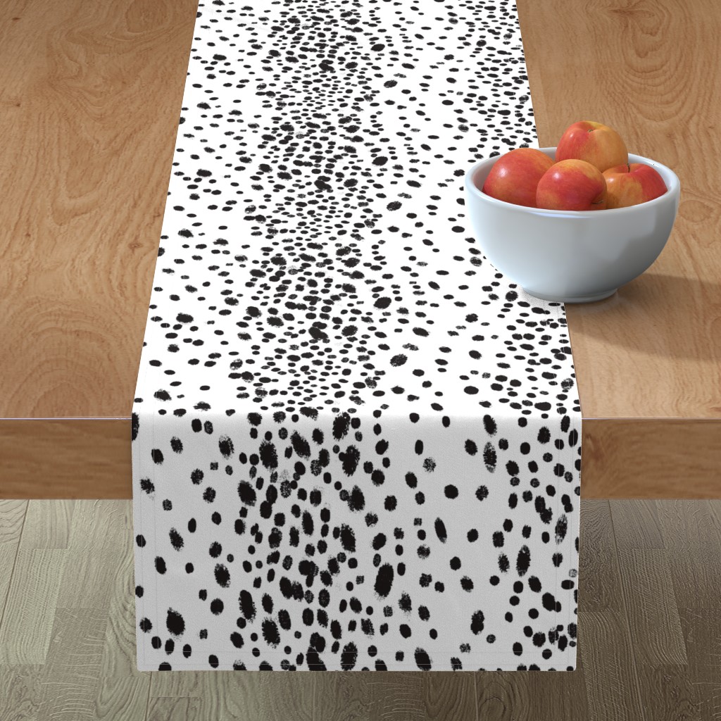 Table Runner Black And White Mod Dots Animal Abstract Spots Cotton
