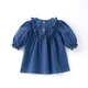 thumbnail image 3 of Vestido vaquero de primavera de estilo coreano para bebés de 0 a 6 años, vestidos de manga larga de Color sólido para niños, vestido bonito con diseño de volantes para niñas, 3 of 6