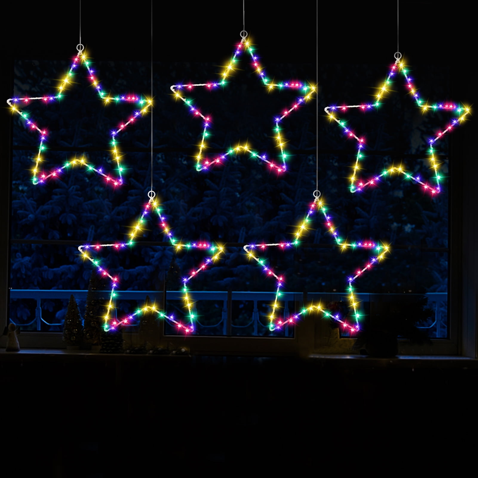 MAOYUE Window Lights 3 Pack Christmas Window Star Lights with Timer Battery  Operated Christmas Decorations 8 Lighting Modes with 3 Remote Controls for