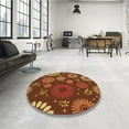 thumbnail image 3 of Ahgly Company Indoor Round Patterned Papaya Orange Area Rugs, 6' Round, 3 of 6