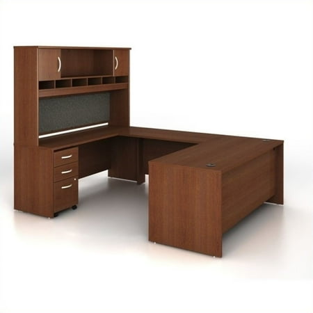 Series U-shape Computer - Bush Business Series C 5-Piece U-Shape Computer Desk in Mahogany