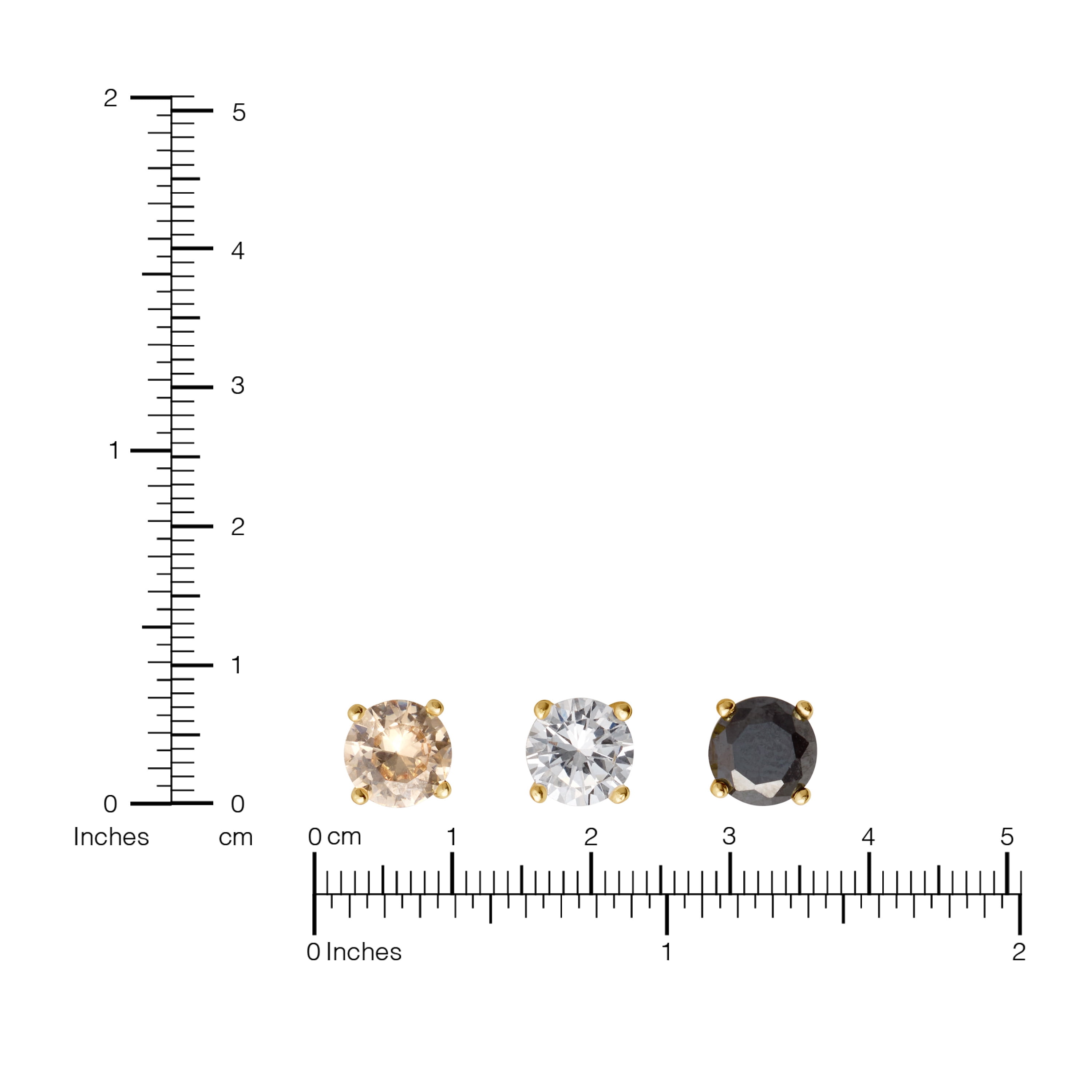 Marisol & Poppy Cubic Zirconia 3-Piece Stud Earrings Set in Gold over Sterling Silver for Women & Teens
