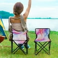 thumbnail image 5 of 600D Oxford Camping Chair Portable Foldable Chair Supports 220 lbs for Picnic, Fishing, Backpacking Pink and Blue Tie-dye Pattern, 5 of 8