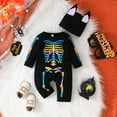 thumbnail image 2 of REDARER Baby Skeleton Print Romper with Hat - Soft Long Sleeve Jumpsuit, Warm -Lined Fall Winter Outfit, Unisex Toddler Clothes,Size:6-9 Months, 2 of 8