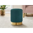 thumbnail image 3 of Monarch Specialties Ottoman, Pouf, Repose Pieds, Tabouret, 14" Rond, Velours, Base De Métal, Vert, Or, Contemporain, Moderne, 3 of 4