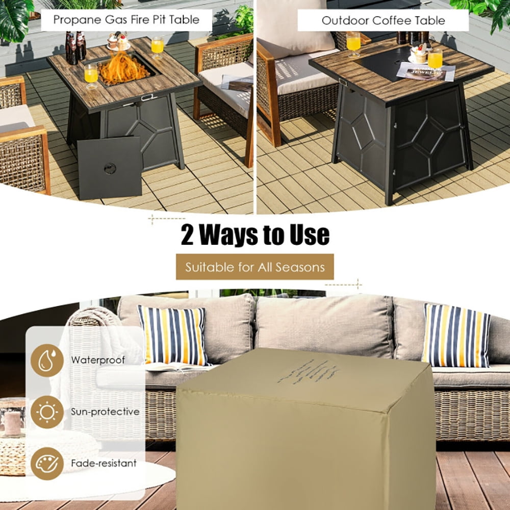 GVN 40 000 BTU 28 Inches Propane Gas Fire Pit Table With Cover, Outdoor Fire Pit for Outdoor, Outside Patio Deck and Garden