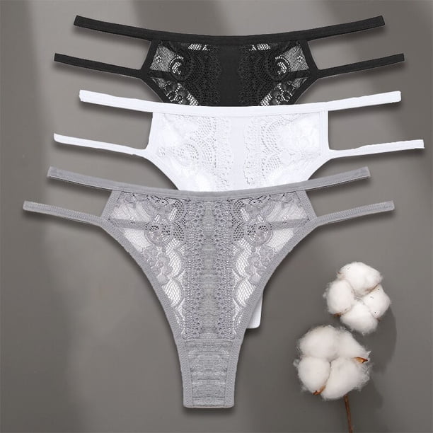 FINETOO 3 unids/set Sexy algodón encaje mujer Tanga bragas ropa interior S-XL chica Lencería doble correa cintura baja G-string mujer Pantys Tan Jianjun unisex