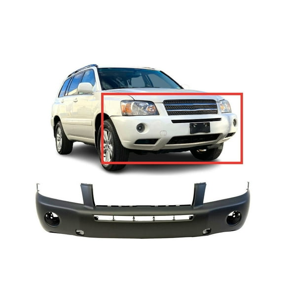 DCP Front Bumper Cover For 2006-2007 Toyota Highlander Hybrid w/ fog light holes