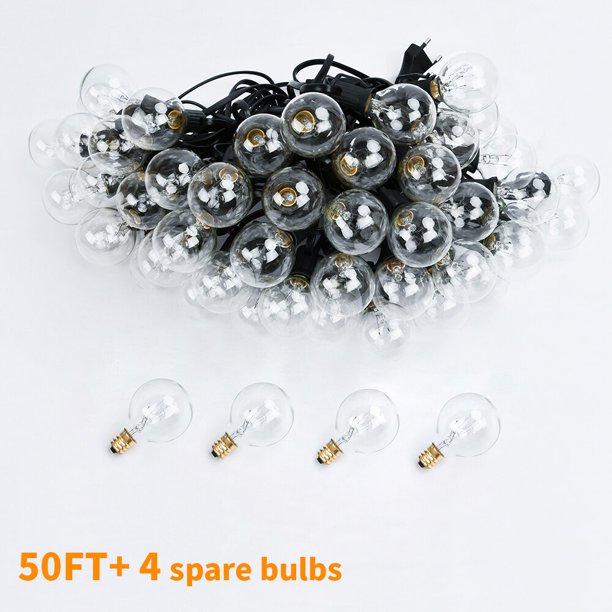 Guirnalda de luces para Patio de 50 pies G40, guirnalda de luces de hadas para exteriores, guirnalda de calle Retro para boda, jardín, decoración de patio trasero Tan Jianjun unisex