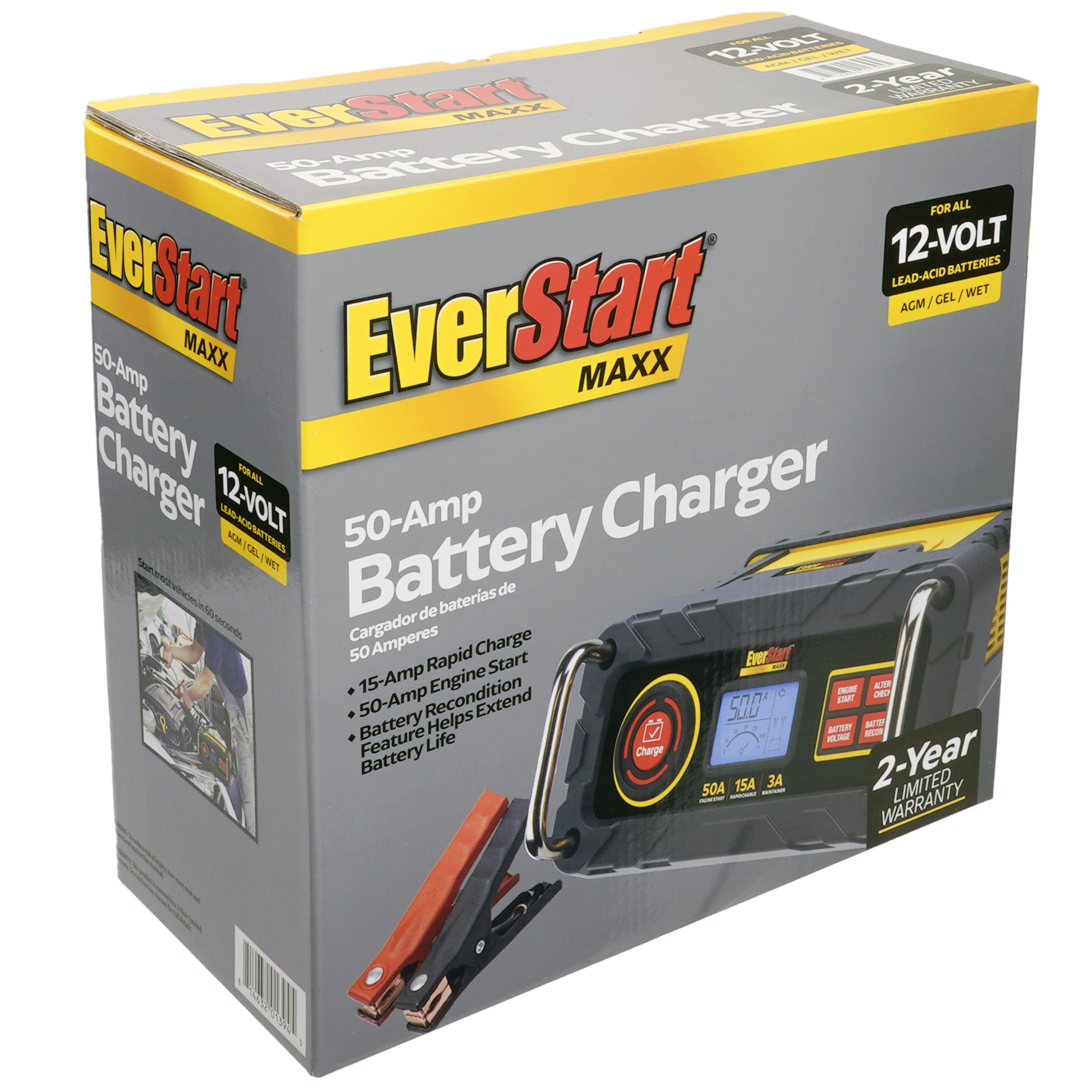 Everstart Maxx 15 Amp Automotive Battery Charger with 50 Amp Engine Start (BC50BE)-New - image 3 of 7