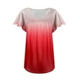 thumbnail image 3 of Womens Tops Dressy Gradient Short Sleeve V Neck Blouses Loose Pleated Summer Tops Dressy Blouses Casual Bohemian Tops, 3 of 5